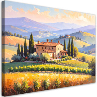 Lærred print, Toscana landskab Hus på en bakke