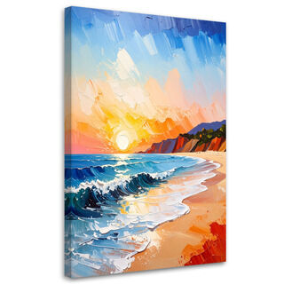 Lærred print, Landskab Hav Strand Solnedgang