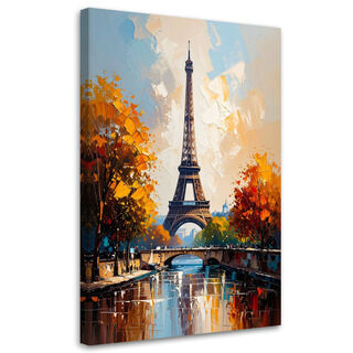 Lærred print, Eiffeltårnet Paris Efterårslignende landskab