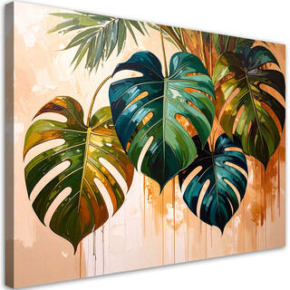 Lærred print, Monstera blade malingseffekt