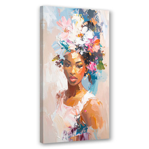 Lærred print, Abstrakt portræt af en kvinde med blomster