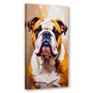 Lærred print, Bulldog Hund Dyre Beige