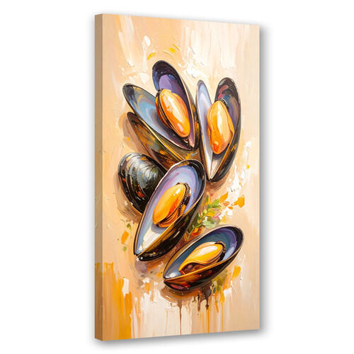 Lærred print, Muslinger Skaldyr Sushi
