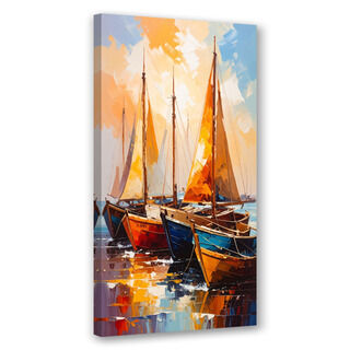 Lærred print, Skibe Både i havnen