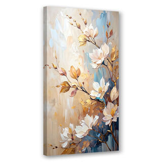 Lærred print, Blomster Kviste Beige imiteret maling