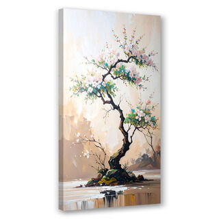 Lærred print, Bonsai-træ Hvide blomster Kviste