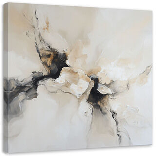 Lærred print, Abstrakt beige sort imiteret maling