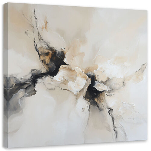 Lærred print, Abstrakt beige sort imiteret maling
