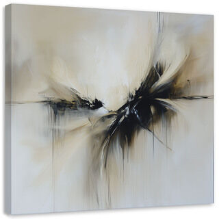Lærred print, Abstrakt beige sort malingseffekt