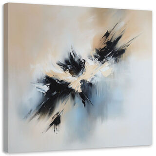 Lærred print, Abstrakt beige sort som malet