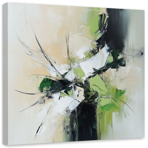 Lærred print, Abstrakt grøn beige sort