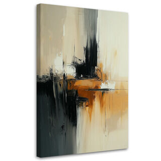Lærred print, Abstrakt beige orange sort