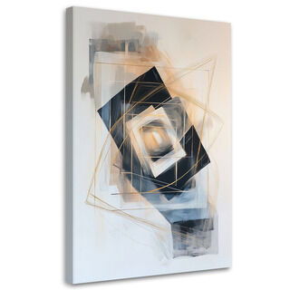 Lærred print, Abstrakte former geometri beige