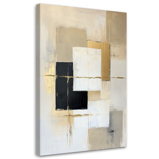 Lærred print, Abstrakte former geometri beige