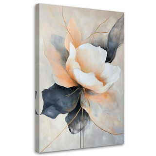 Lærred print, Abstrakt blomst beige grå
