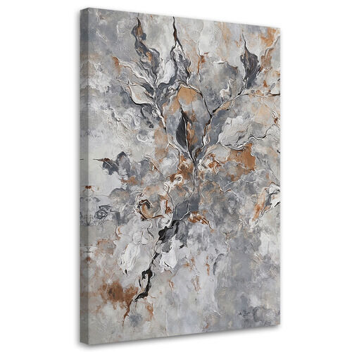 Lærred print, Abstrakt botanik grå guld - (40x60)