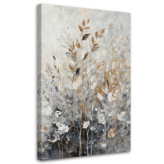 Lærred print, Planter Abstrakt botanisk guld - (40x60)