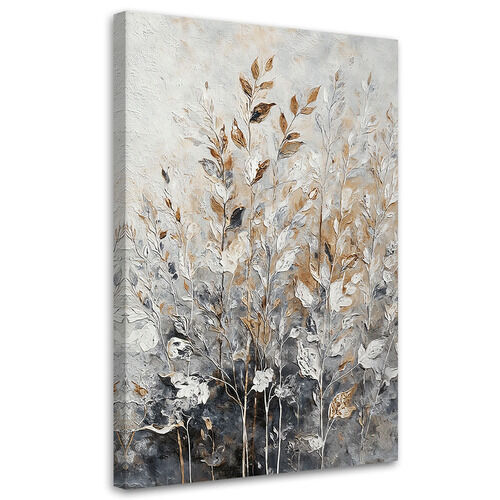 Lærred print, Planter Abstrakt botanisk guld - (80x120)