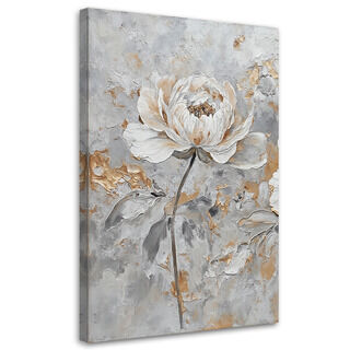 Lærred print, Rose Blomst Sølv Guld - (70x100)