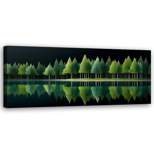 Lærred print, Grøn Skov Sø Natur - (90x30)