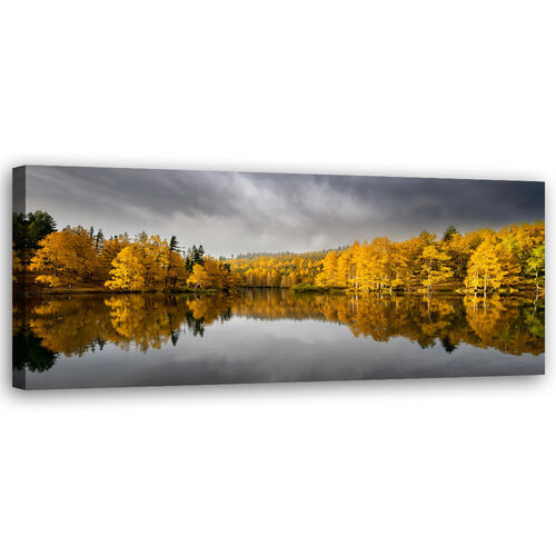 Lærred print, Gul efterårsskov naturlandskab - (120x40)