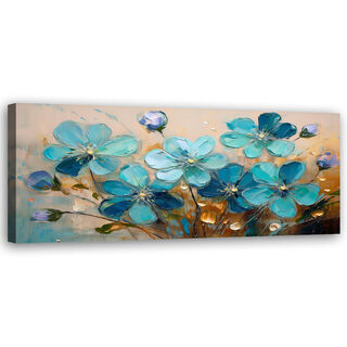 Lærred print, Turkis Blomster Planter Natur - (150x50)