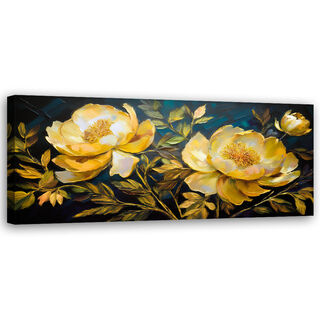Lærred print, Gule pæoner moderne blomster - (150x50)