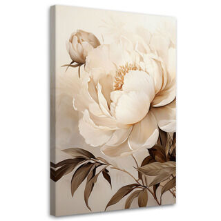Lærred print, Pæoner Pæoner Blomster i beige - (60x90)
