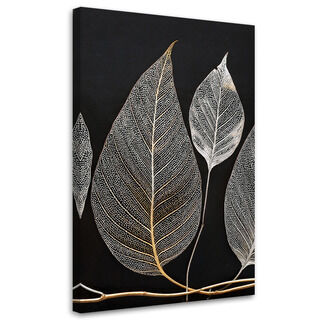 Lærred print, Minimalisme Løvkviste Glamour Sølv - (80x120)