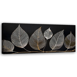 Lærred print, Minimalisme Løvkviste Glamour Sølv - (90x30)