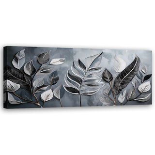 Lærred print, Minimalisme Sølvblade Natur Botanik - (120x40)