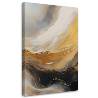 Lærred print, Abstrakt marmortekstur guldgrå - (70x100)