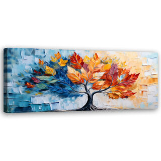 Lærred print, Kærlighedstræ efterlader farverige planter - (90x30)