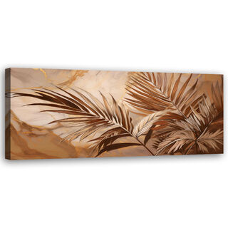 Lærred print, Palmeblade Sepia guldmarmor - (150x50)