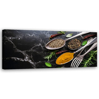 Lærred print, Marmor Spice Bestik til køkken - (120x40)