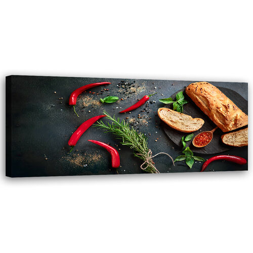 Lærred print, Madkrydderier til køkken - (120x40)