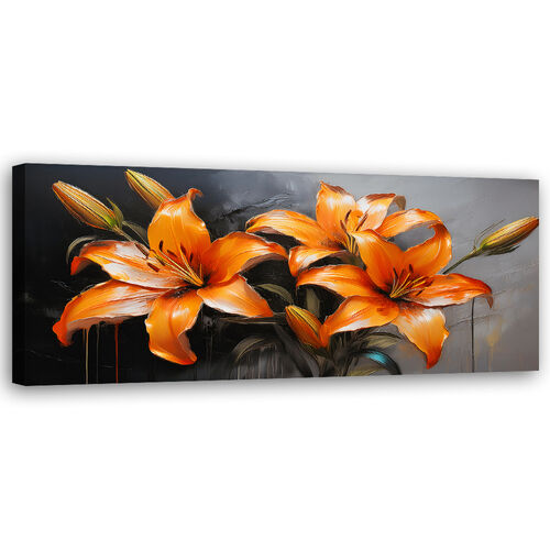 Lærred print, Liljeblomster Orange - (120x40)
