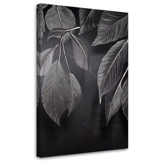 Lærred print, Minimalisme efterlader planter sorte og hvide - (40x60)