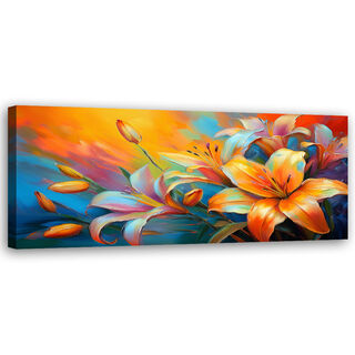 Lærred print, Pastel farverige liljer abstrakt - (120x40)