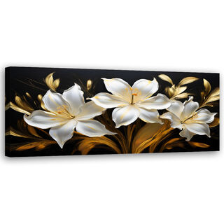 Lærred print, Abstrakt Glamour hvide liljer blomster - (120x40)