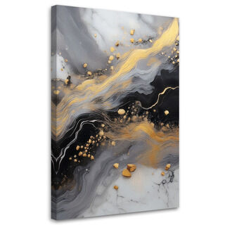Lærred print, Abstraktion Marmor Guld Sort - (80x120)