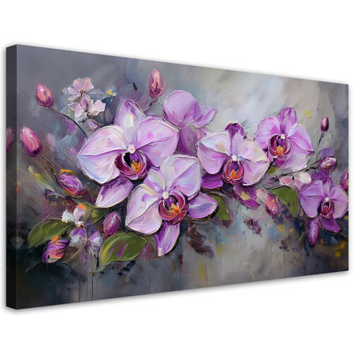 Lærred print, Orkidé lilla blomstersammensætning - (80x40)