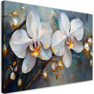 Lærred print, Orkideer hvide blomster - (100x70)