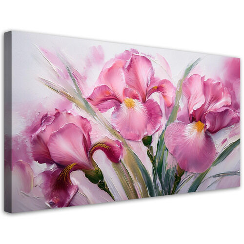 Lærred print, Iriser lyserøde malede blomster - (80x40)