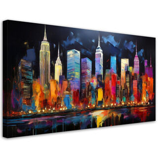 Lærred print, New York City Arkitektur Farverig - (100x50)