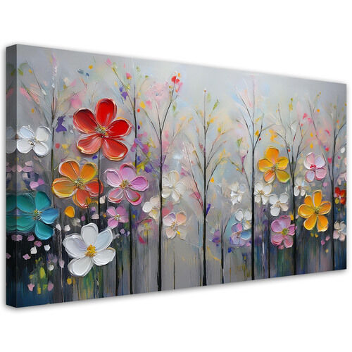 Lærred print, Blomstrende træer farverig natur - (80x40)