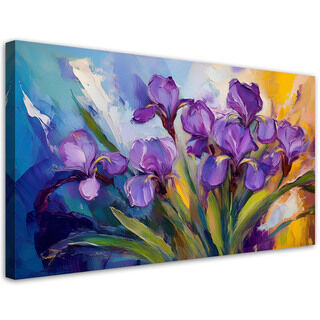 Lærred print, Lilla Pastel Iris Blomster - (120x60)