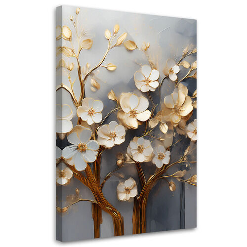 Lærred print, Magnolia træ abstraktion guld - (40x60)