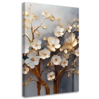 Lærred print, Magnolia træ abstraktion guld - (80x120)