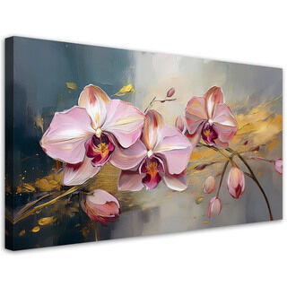 Lærred print, Pink Orkideer Blomster Glamour - (80x40)